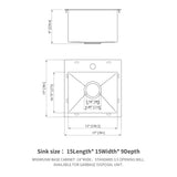 15x15 Gunmetal Black Topmount 18 Gauge Stainless Steel Kitchen Sink