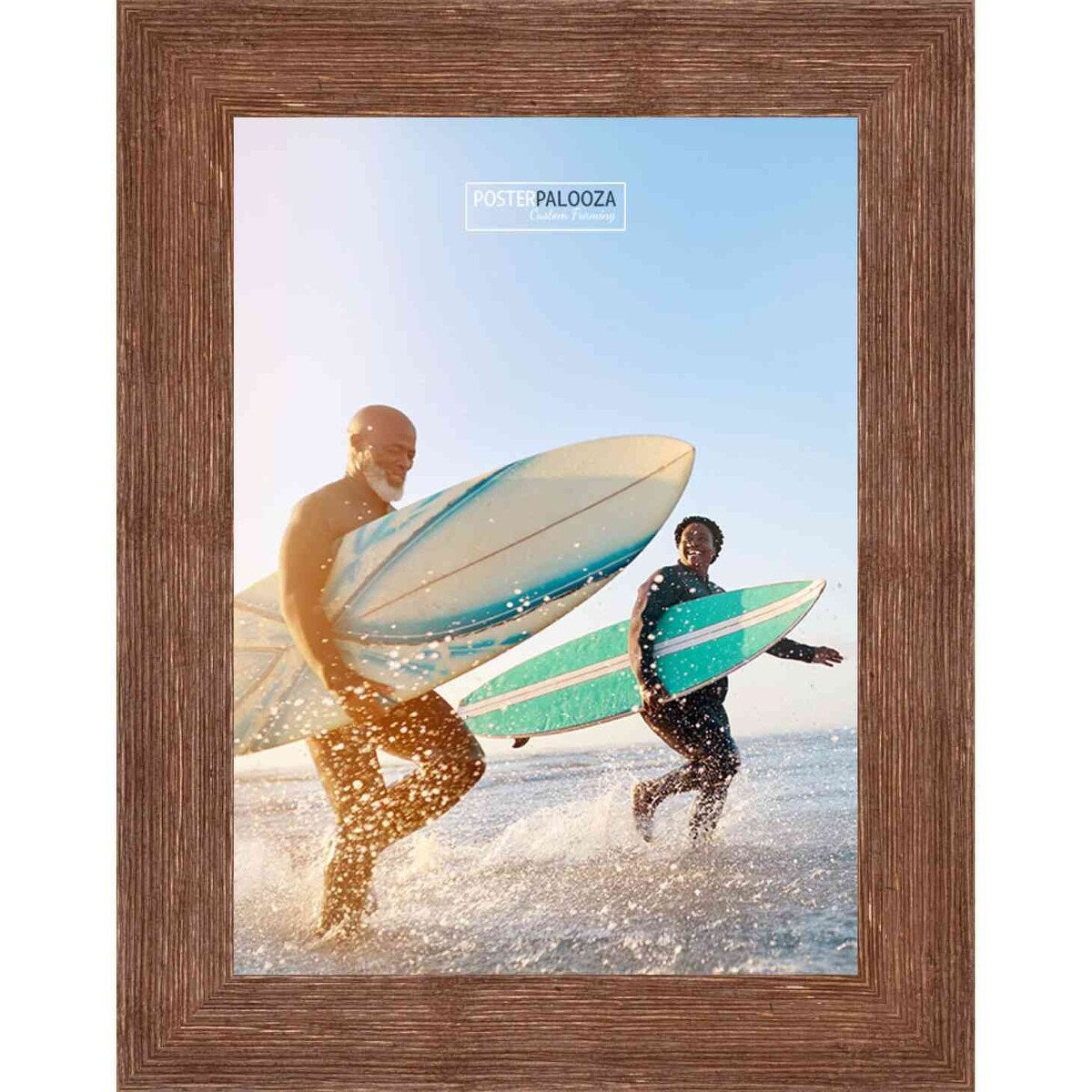 15x20 Frame Brown Barnwood Picture Frame with UV Acrylic Glass, Foam Board Backing & Hanging Hardware Included