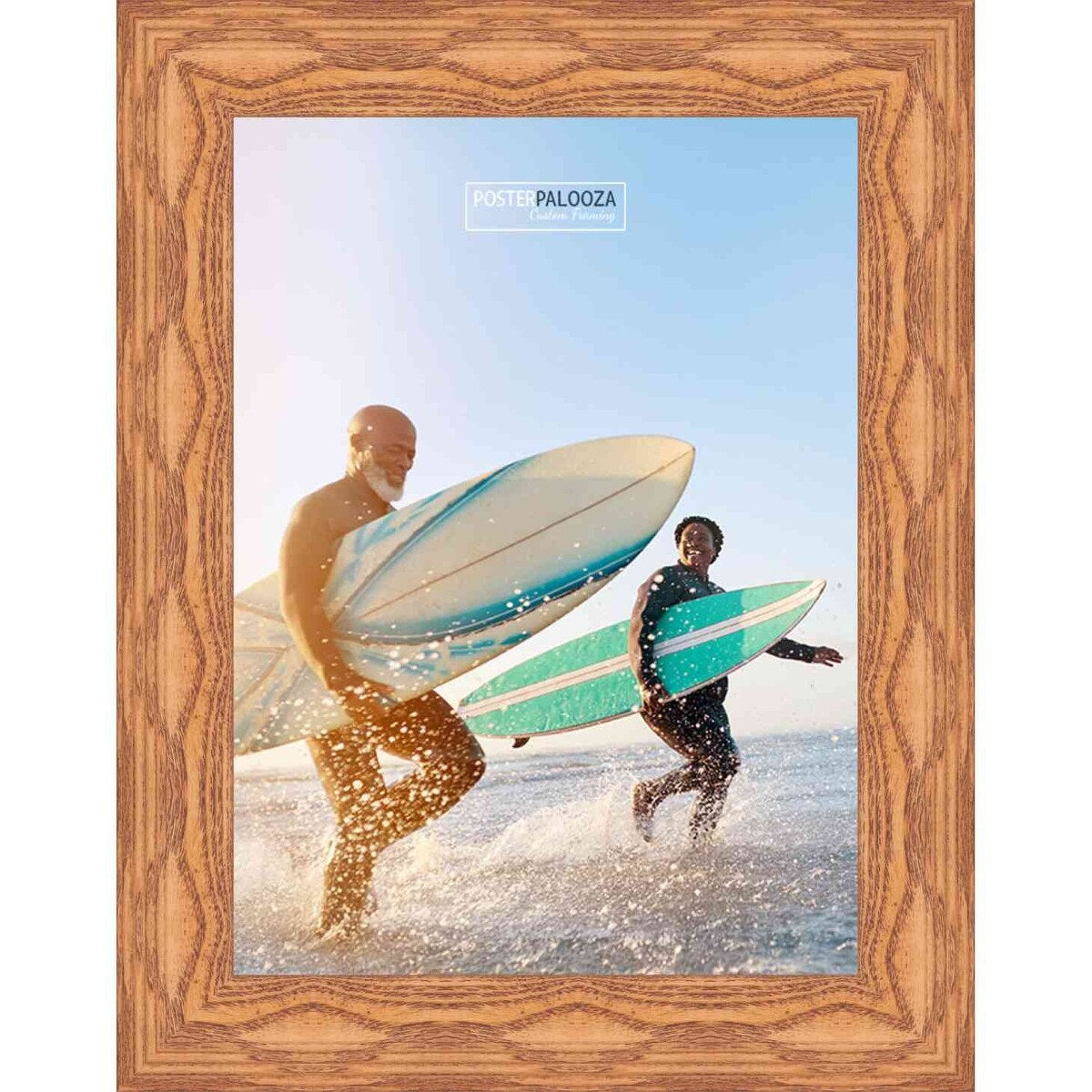 15x24 Contemporary Honey Pecan Complete Wood Picture Frame with UV Acrylic, Foam Board Backing, & Hardware