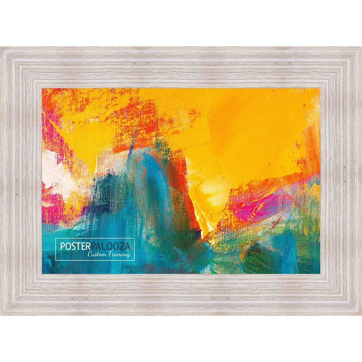 15x30 Rustic White Complete Wood Picture Frame with UV Acrylic, Foam Board Backing, & Hardware