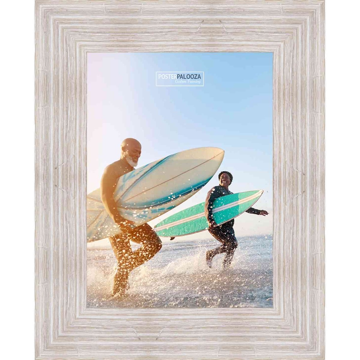 15x30 Rustic White Complete Wood Picture Frame with UV Acrylic, Foam Board Backing, & Hardware