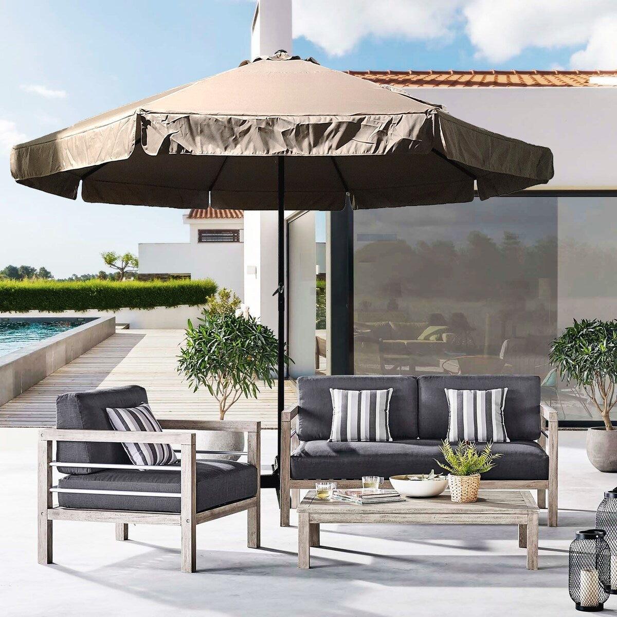 Clihome 16-Feet Outdoor UV-Protection Aluminum Patio Umbrella