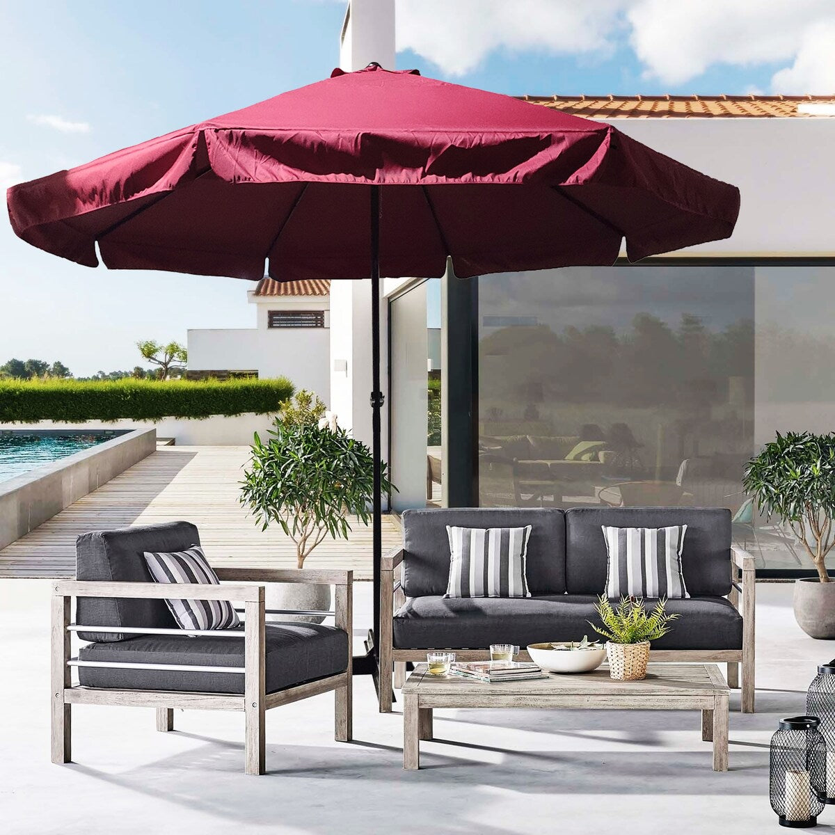 Clihome 16-Feet Outdoor UV-Protection Aluminum Patio Umbrella