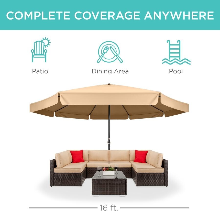 Clihome 16-Feet Outdoor UV-Protection Aluminum Patio Umbrella