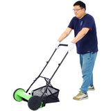 16-Inch 5-Blade Push Reel Lawn Mower with Grass Catcher