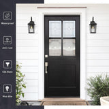 16 Inch Black Outdoor Light Fixture with Seeded Glass