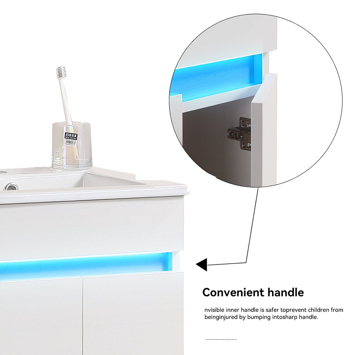 16 Inches Plywood Wall-Mounted Bathroom Vanity Set with Integrated Ceramic Sink