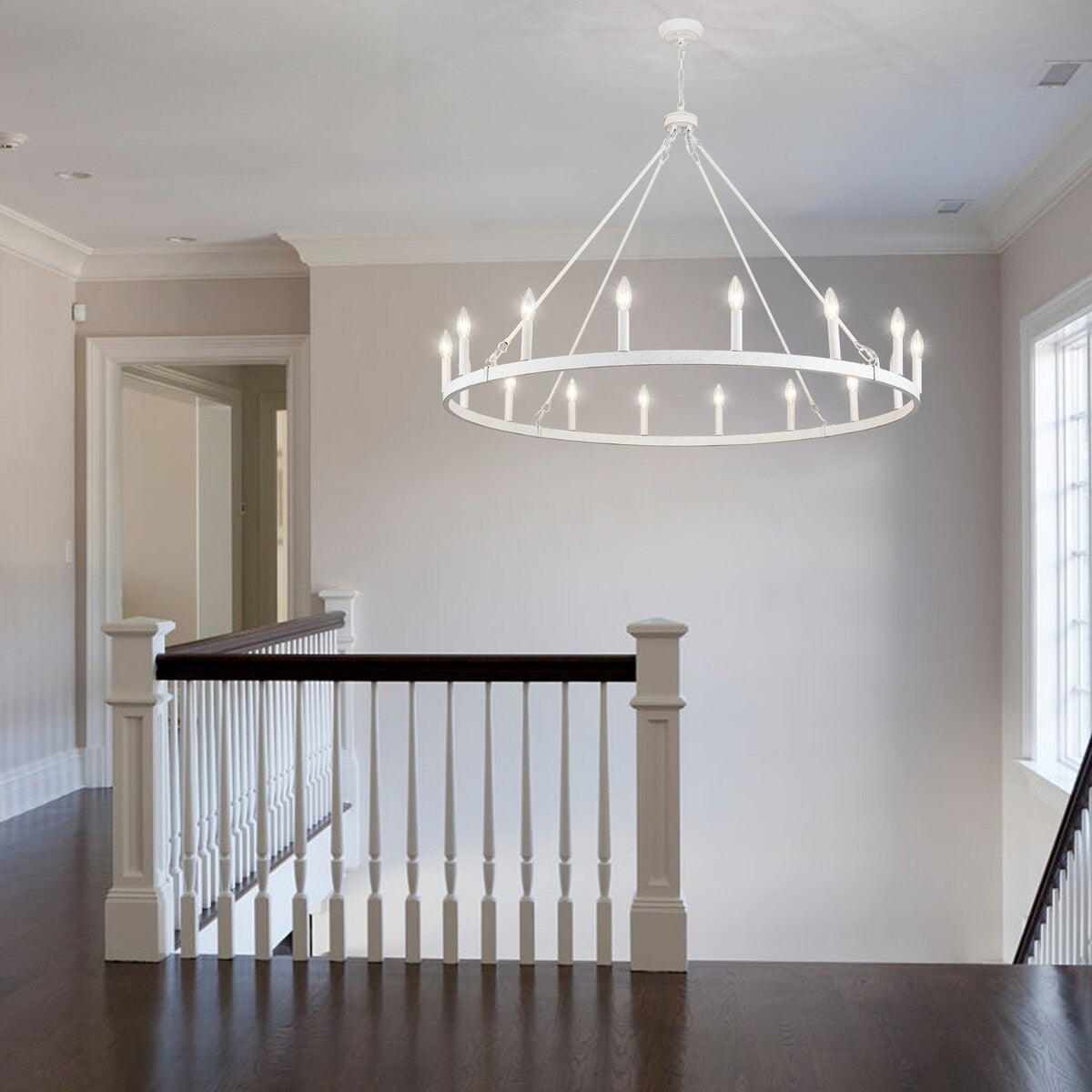 16-Light Farmhouse 47.24In Wagon Wheel Chandelier, Industrial Chandelier for Living Room Kitchen Island Dining Foyer