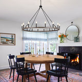 16-Light Farmhouse 47.24In Wagon Wheel Chandelier, Industrial Chandelier for Living Room Kitchen Island Dining Foyer