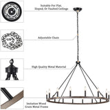 16-Light Farmhouse 47.24In Wagon Wheel Chandelier, Industrial Chandelier for Living Room Kitchen Island Dining Foyer