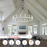 16-Light Farmhouse 47.24In Wagon Wheel Chandelier, Industrial Chandelier for Living Room Kitchen Island Dining Foyer
