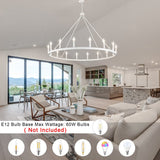 16-Light Farmhouse 47.24In Wagon Wheel Chandelier, Industrial Chandelier for Living Room Kitchen Island Dining Foyer