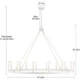 16-Light Farmhouse 47.24In Wagon Wheel Chandelier, Industrial Chandelier for Living Room Kitchen Island Dining Foyer