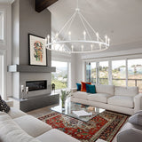 16-Light Farmhouse 47.24In Wagon Wheel Chandelier, Industrial Chandelier for Living Room Kitchen Island Dining Foyer