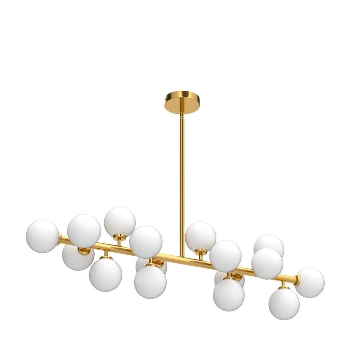 Post-Modern Gold Linear Rectangle Chandelier for Dining Room Kitchen Island -16 Lights
