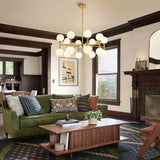 16-Light Modern Glam Linear Sputnik Branch Cluster Milky White Frosted Opal Glass Globe Chandelier