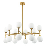16-Light Modern Glam Linear Sputnik Branch Cluster Milky White Frosted Opal Glass Globe Chandelier