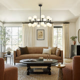 16-Light Modern Glam Linear Sputnik Branch Cluster Milky White Frosted Opal Glass Globe Chandelier