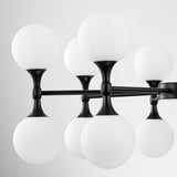 16-Light Modern Glam Linear Sputnik Branch Cluster Milky White Frosted Opal Glass Globe Chandelier