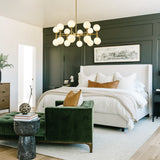 16-Light Modern Glam Linear Sputnik Branch Cluster Milky White Frosted Opal Glass Globe Chandelier