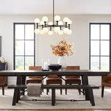 16-Light Modern Glam Linear Sputnik Branch Cluster Milky White Frosted Opal Glass Globe Chandelier