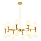 16-Light Modern Glam Linear Sputnik Branch Cluster Milky White Frosted Opal Glass Globe Chandelier