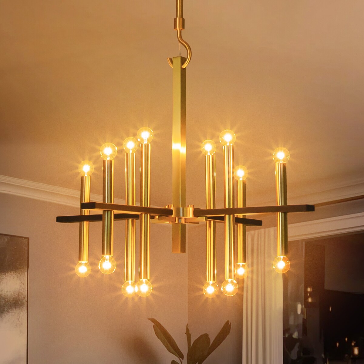 16-Light Modern Industrial Large Sputnik Up/ Down Candle Chandelier for Living/ Dining Room