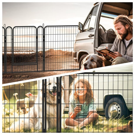 16 Panels Heavy Duty Metal Playpen with door,31.7"H Dog Fence Pet Exercise Pen for Outdoor