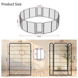 16 Panels Heavy Duty Metal Playpen with door,39.37"H Dog Fence Pet Exercise Pen for Outdoor