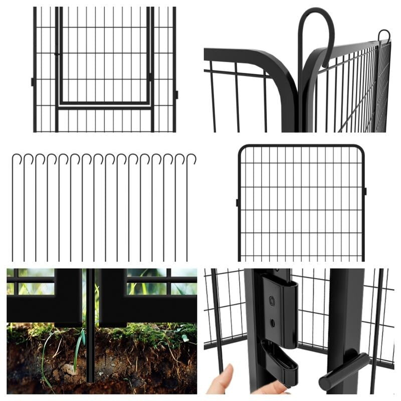 16 Panels Heavy Duty Metal Playpen with door,39.37"H Dog Fence Pet Exercise Pen for Outdoor