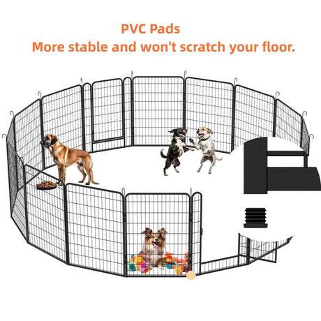 16 Panels Heavy Duty Metal Playpen with door,39.37"H Dog Fence Pet Exercise Pen for Outdoor