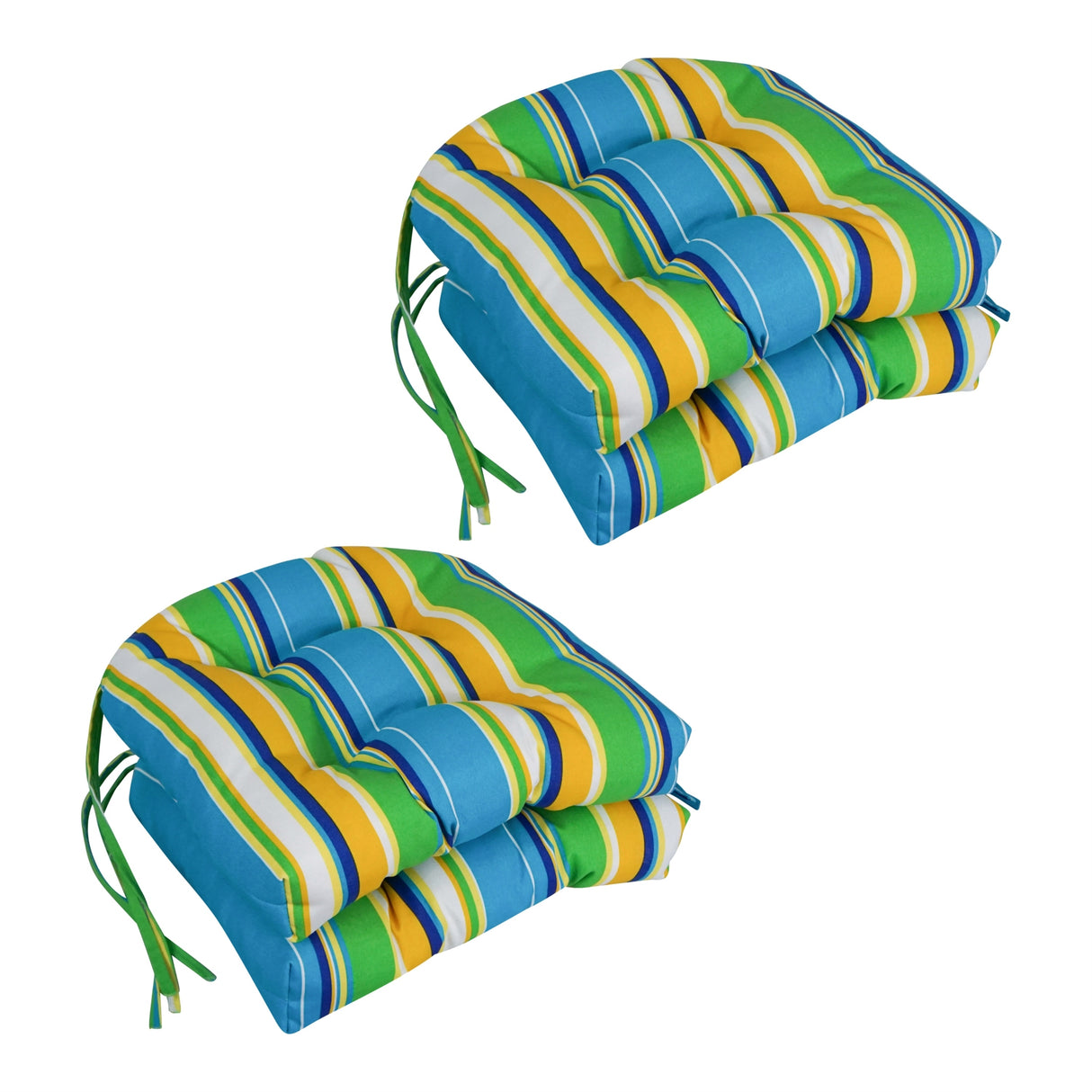 16-inch Rounded Back Tufted Indoor/ Outdoor Chair Cushions (Set of 4) - 16"
