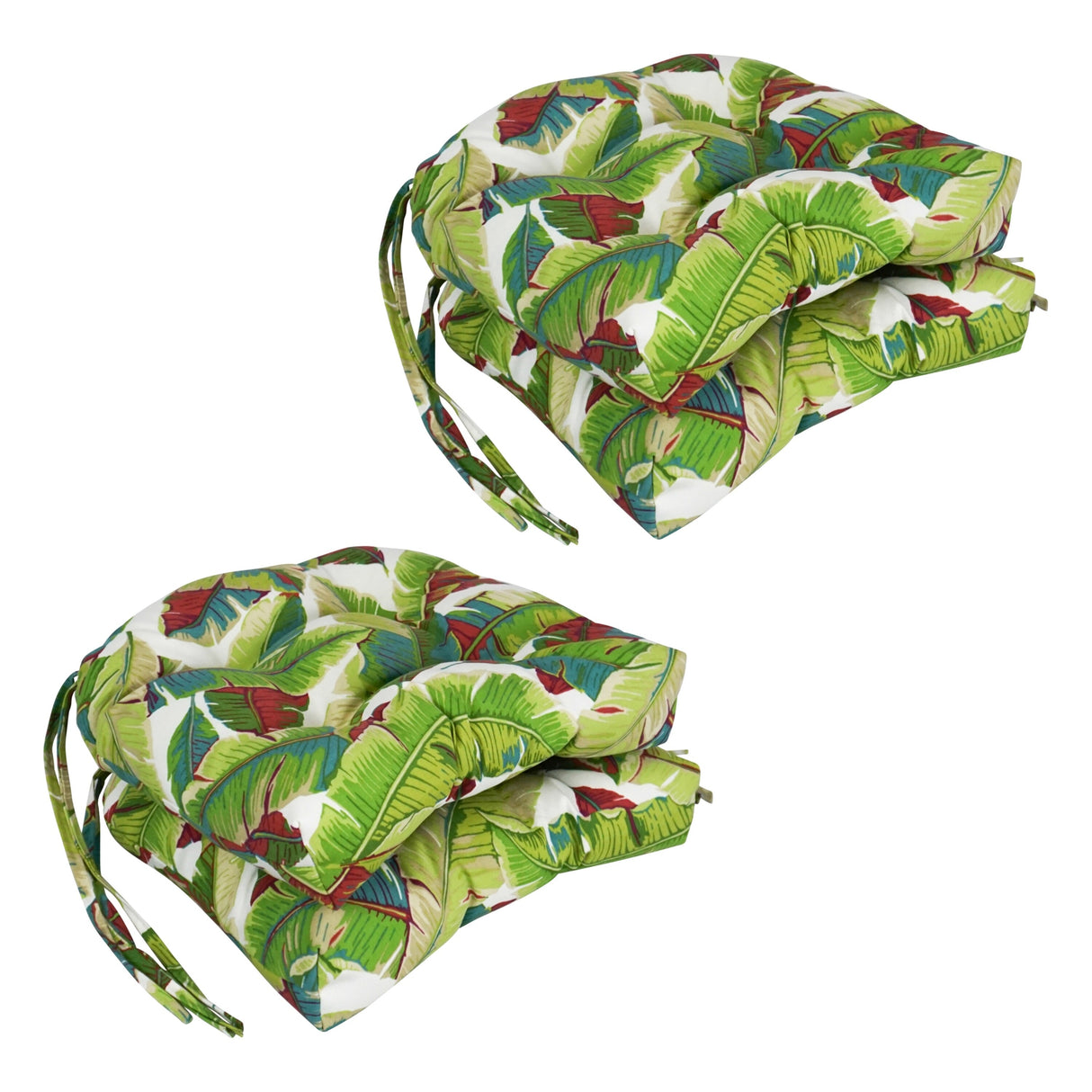 16-inch Rounded Back Tufted Indoor/ Outdoor Chair Cushions (Set of 4) - 16"