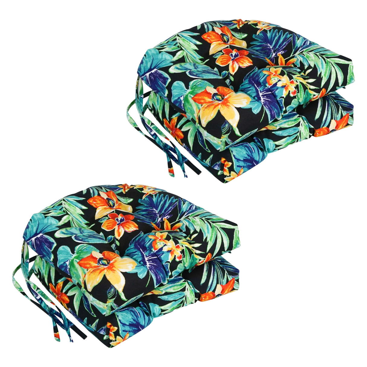 16-inch Rounded Back Tufted Indoor/ Outdoor Chair Cushions (Set of 4) - 16"
