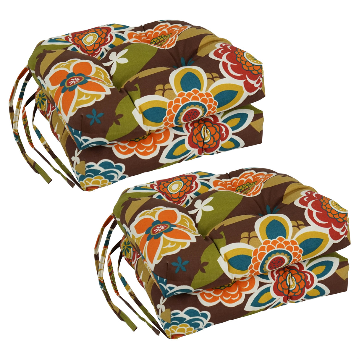 16-inch Rounded Back Tufted Indoor/ Outdoor Chair Cushions (Set of 4) - 16"