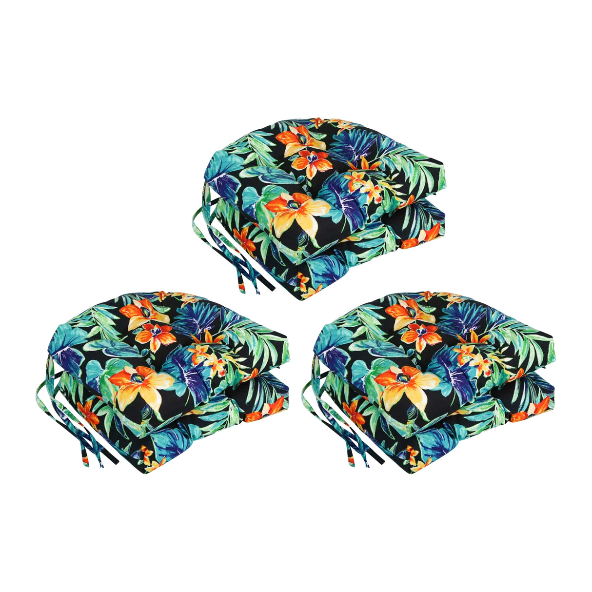 16-inch Rounded Back Tufted Indoor/ Outdoor Chair Cushions (Set of 6)