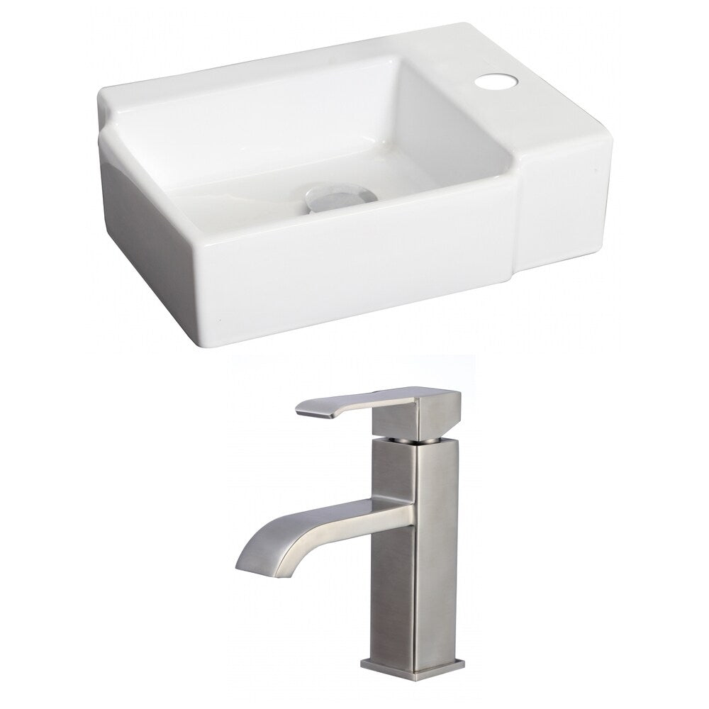16.25-in. W x 12-in. D Rectangle Vessel Set In White Color With Single Hole CUPC Faucet