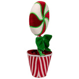 16.5" Plush Potted Peppermint Twist Lollipop Christmas Decoration