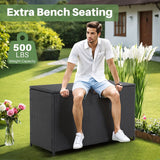 160 Gallon Outdoor Wicker Storage Box Resin Black Rattan Deck Bin for Patio Gardening Tools - 51.2*20*29Inch