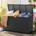 160 Gallon Outdoor Wicker Storage Box Resin Black Rattan Deck Bin for Patio Gardening Tools - 51.2*20*29Inch