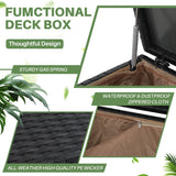 160 Gallon Outdoor Wicker Storage Box Resin Black Rattan Deck Bin for Patio Gardening Tools - 51.2*20*29Inch