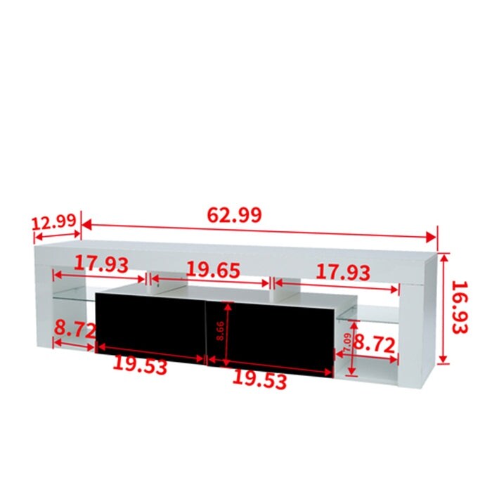 160 LED tv stand with mount floating tv stand with white and black finish