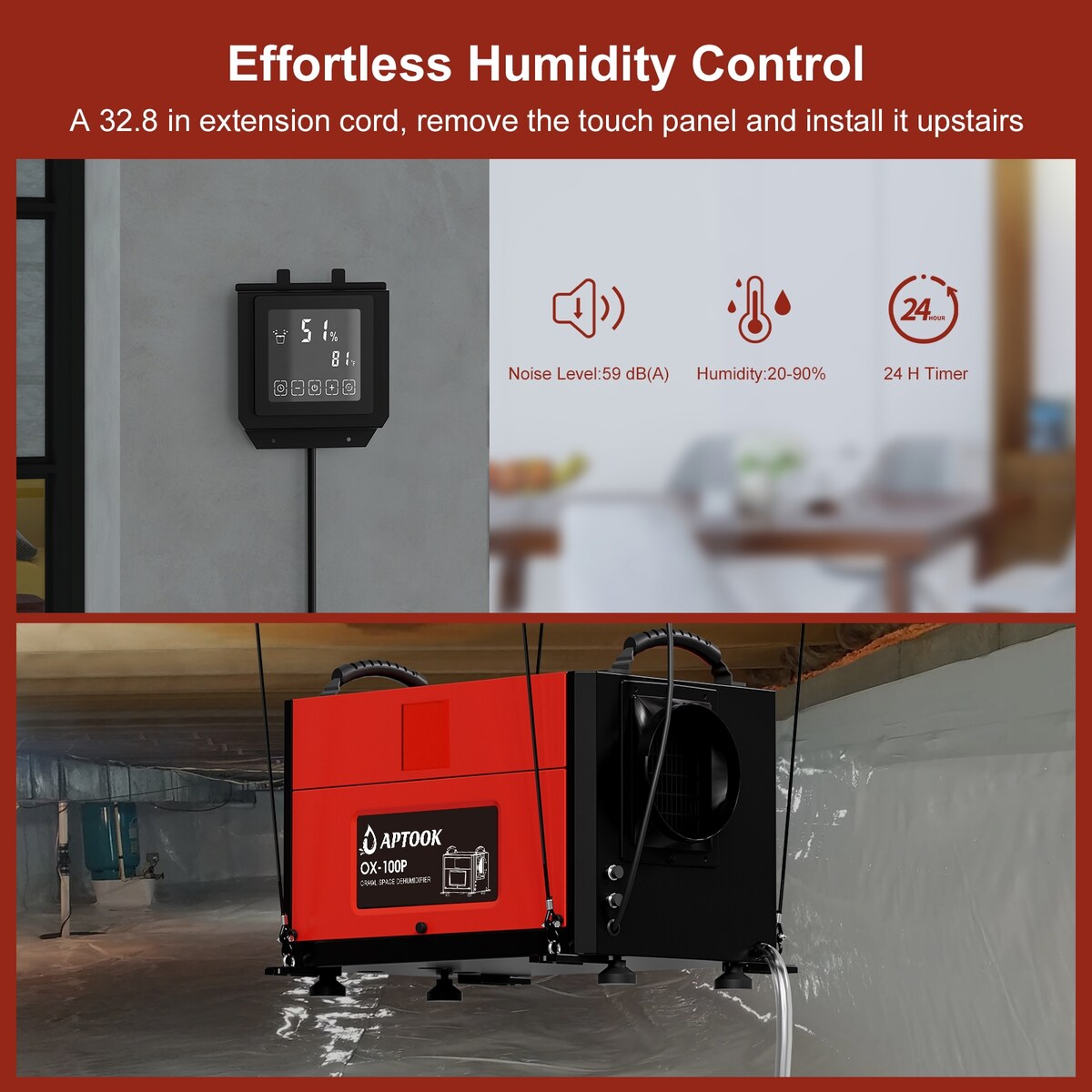 160 Pint Commercial Dehumidifier with Drain Hose and 24 H Timer