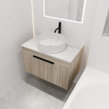 1684GLR White Oak 30 In. Floating Bathroom Vanity with Sink