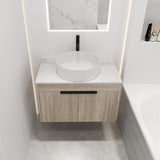 1684GLR White Oak 30 In. Floating Bathroom Vanity with Sink