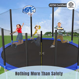16FT Trampoline for Kids with Safety Enclosure Net, Basketball Hoop and Ladder, Easy Assembly Round Outdoor Recreational Trampol