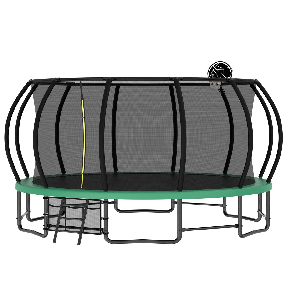 16FT Trampoline for Kids, Pumpkin Trampolines with Curved Poles, Heavy Duty Trampoline Anti-Rust Coating ASTM Approval