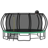 16FT Trampoline for Kids, Pumpkin Trampolines with Curved Poles, Heavy Duty Trampoline Anti-Rust Coating ASTM Approval