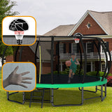 16FT Trampoline for Kids, Pumpkin Trampolines with Curved Poles, Heavy Duty Trampoline Anti-Rust Coating ASTM Approval