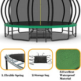 16FT Trampoline for Kids, Pumpkin Trampolines with Curved Poles, Heavy Duty Trampoline Anti-Rust Coating ASTM Approval